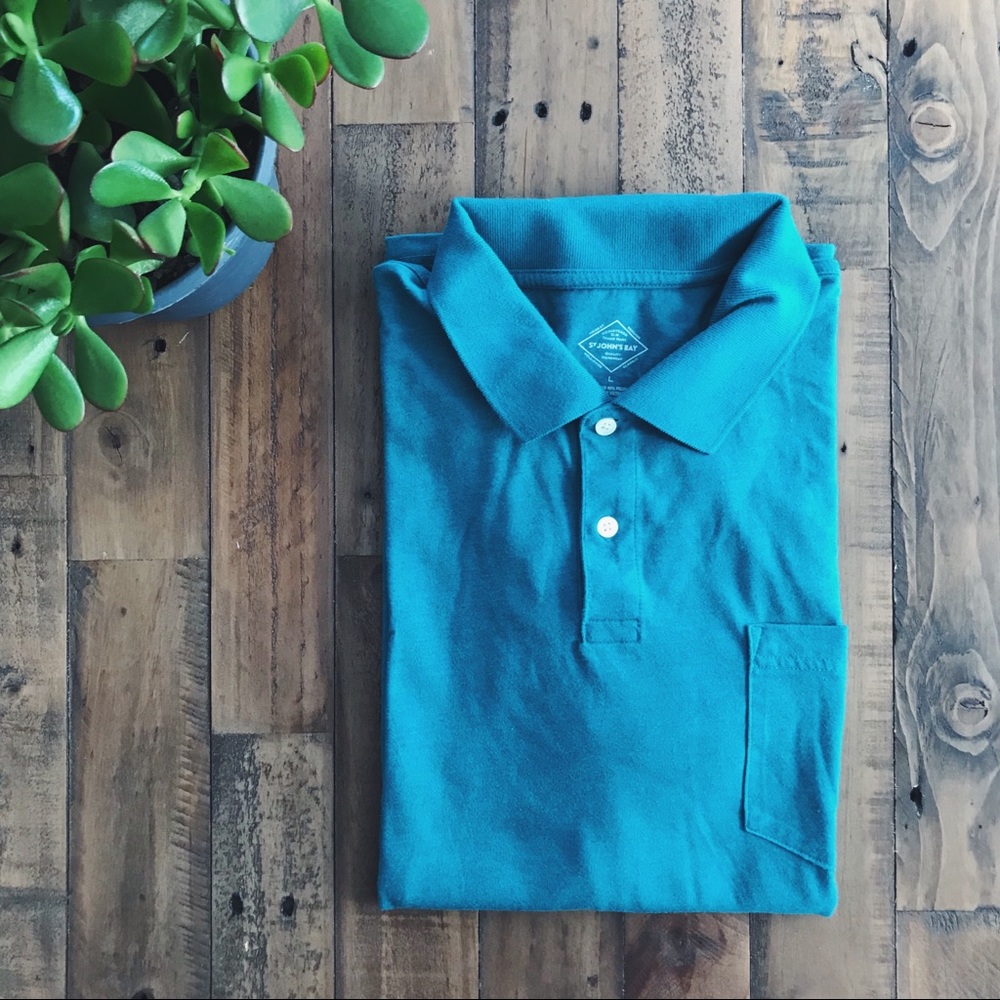 Short-Sleeved Polo Shirt in Teal | Size L
